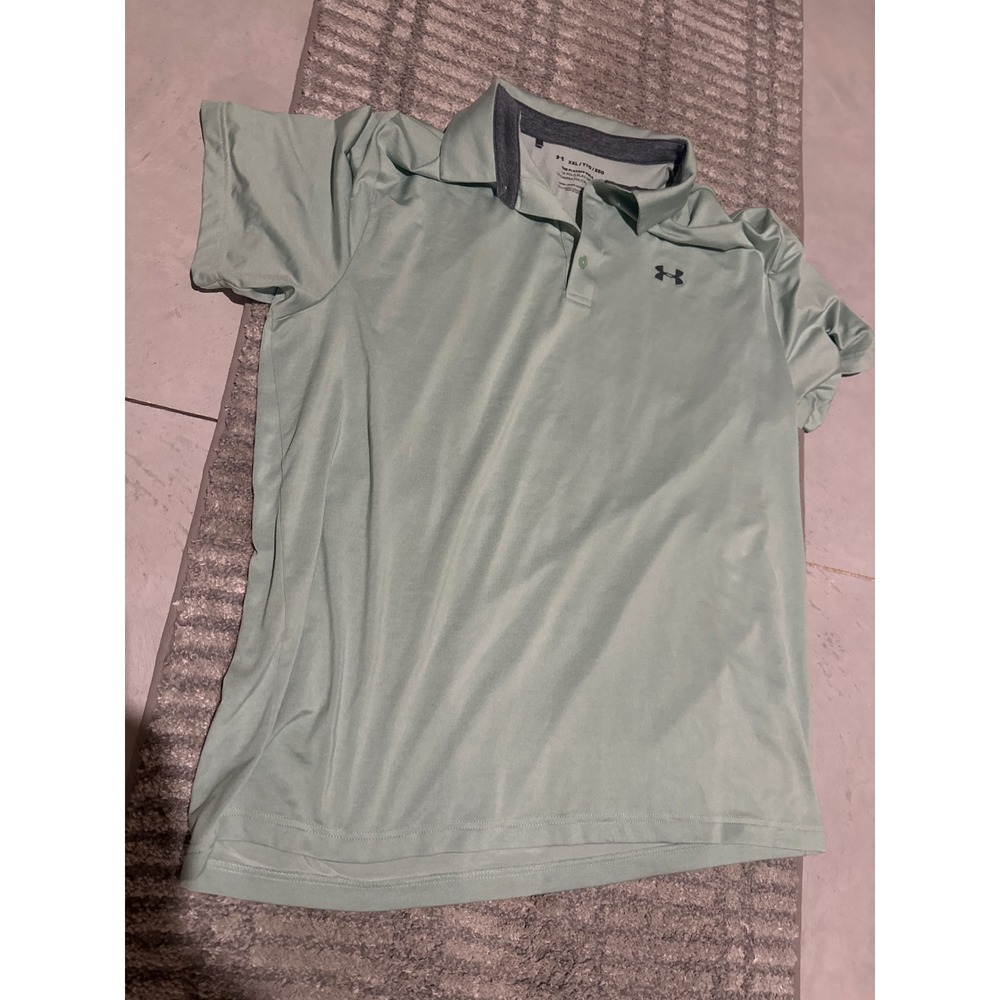 Under Armour Mens Playoff Polo Shirt XXL Light Green Short Sleeve Golf 1351131